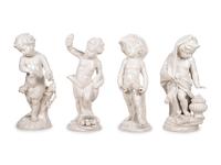 A Set of Four Large Nymphenberg White Glazed Porcelain Figures Allegorical of the Seasons