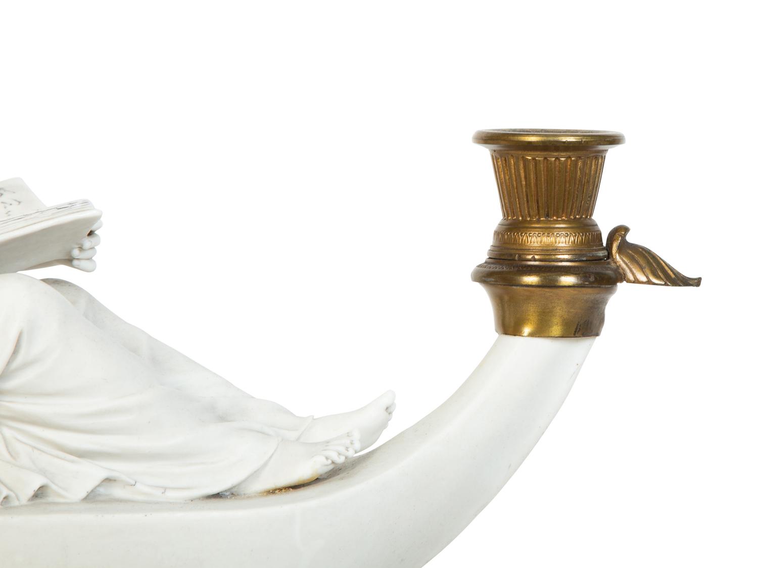 A Gilt Metal Mounted Parian Ware Table Lamp