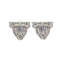 ART DECO, DIAMOND AND SAPPHIRE DOUBLE CLIP BROOCH