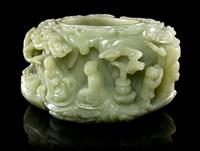A Large Chinese Carved Jade Brush Washer, Xi