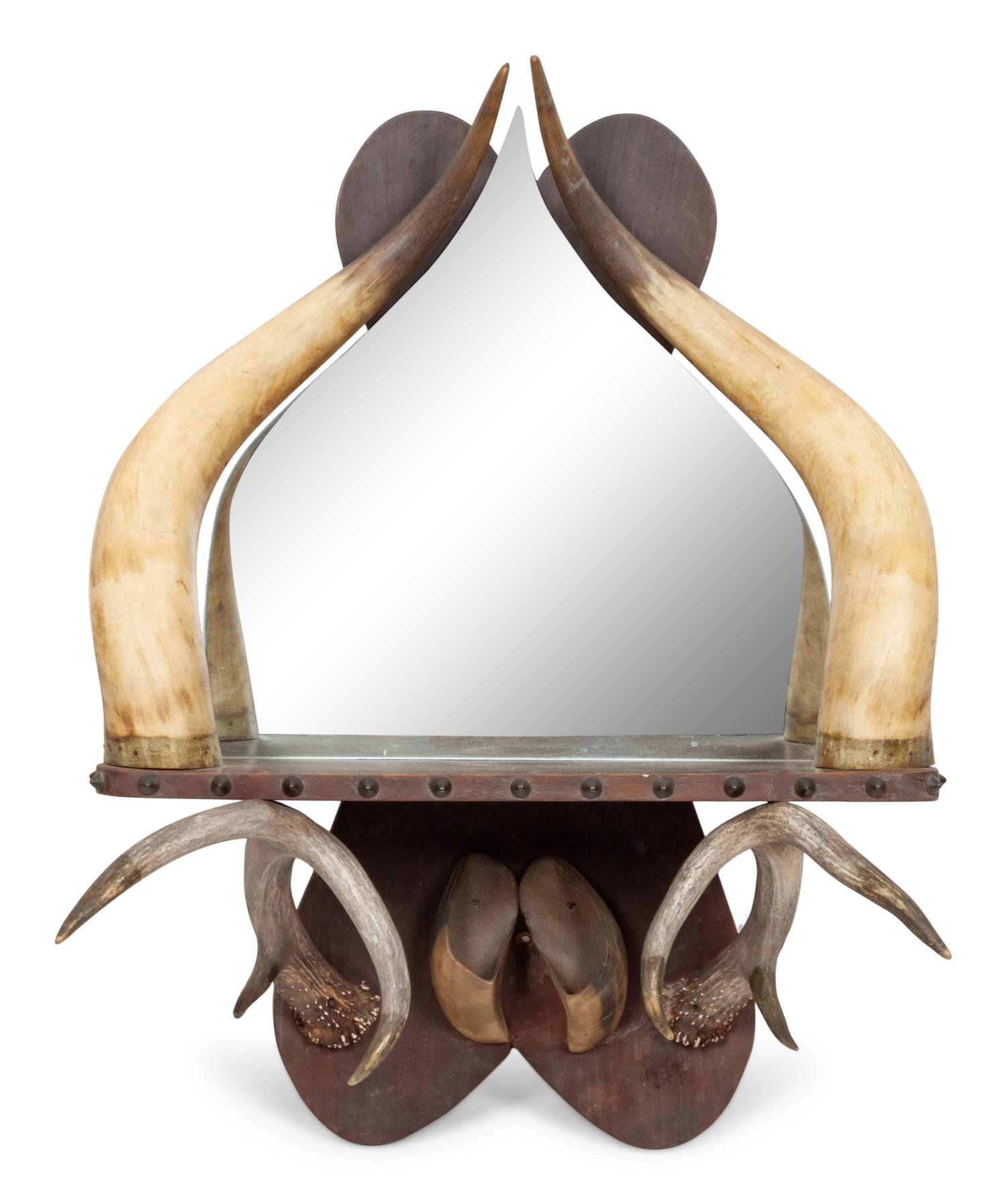 Horned Hanging Shelf and Mirror