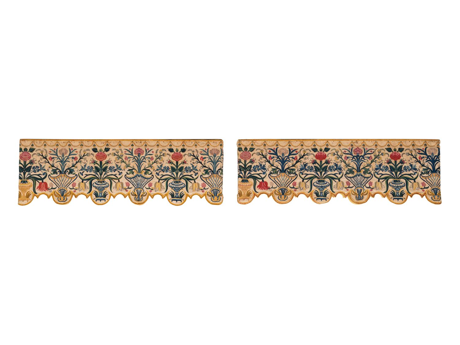Three Crewelwork Drapery Pelmets