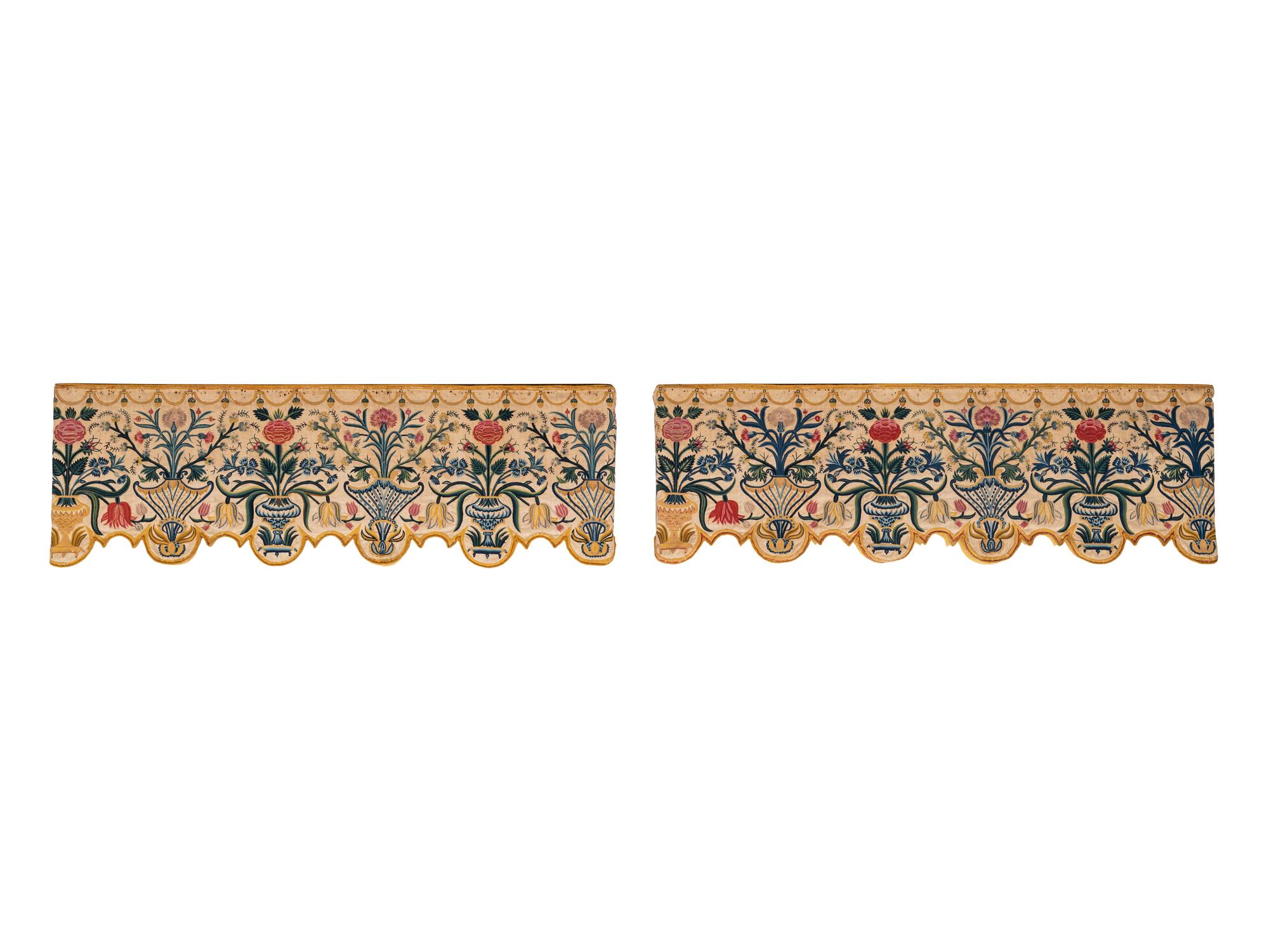 Three Crewelwork Drapery Pelmets