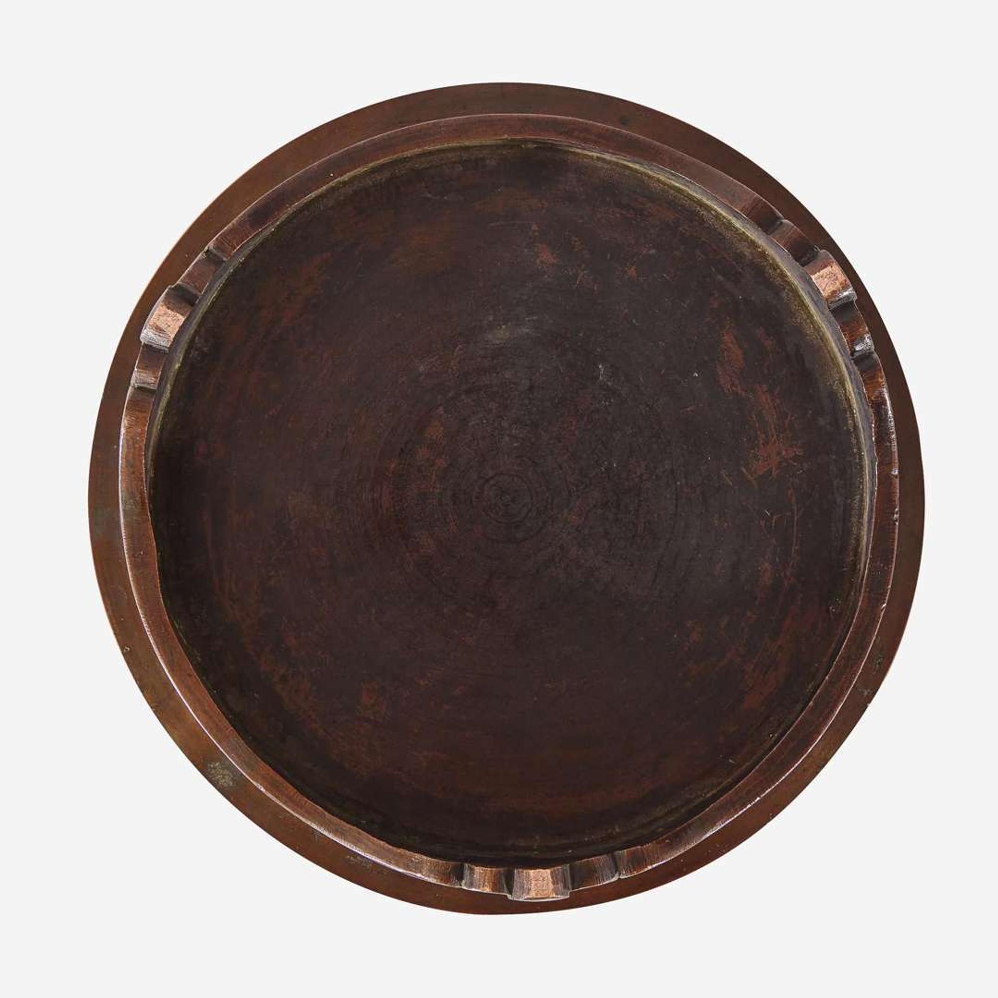A Chinese patinated bronze censer and stand 铜香炉及底座 Xuande mark, 18th century or earlier ??? ???????