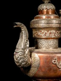 A Tibetan Silver and Copper Covered Ewer and A Chinese Bronze Pitcher