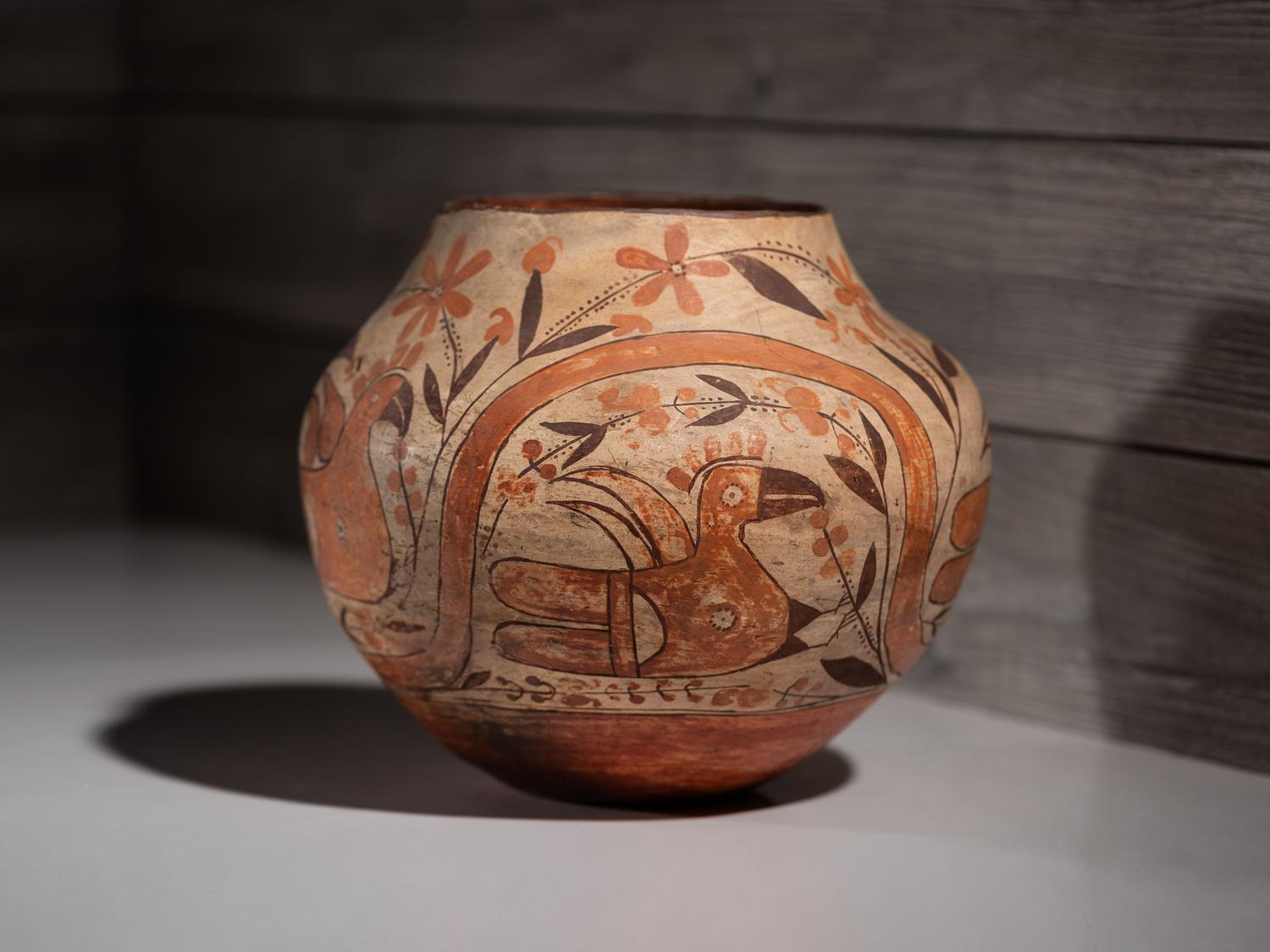 Acoma / Laguna Polychrome Parrot Pottery Jar