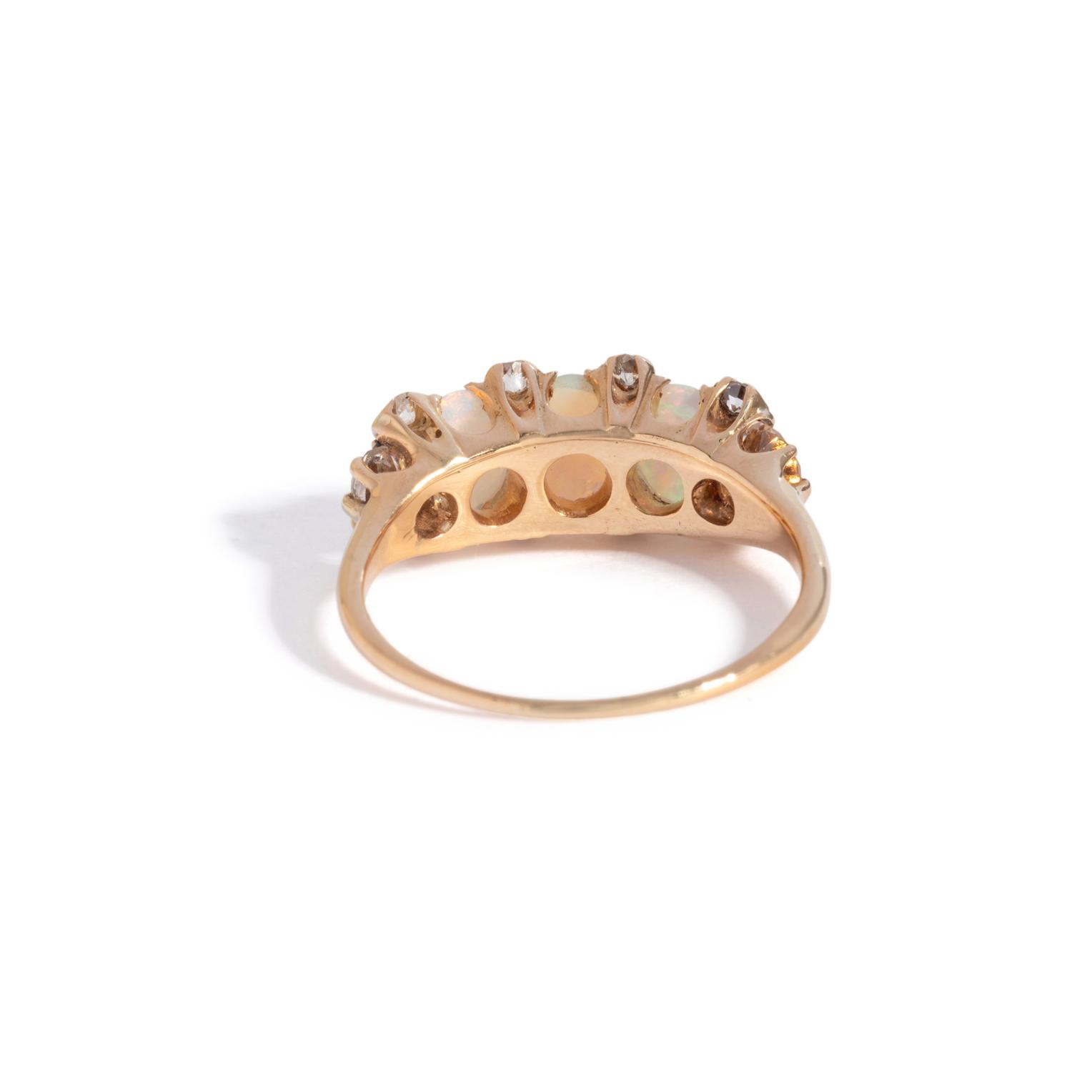 ANTIQUE, OPAL AND DIAMOND RING