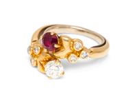 A Yellow Gold, Ruby and Diamond Ring,