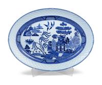 Four English Transfer-Decorated Stoneware Platters