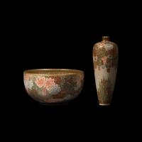 A Japanese Satsuma-Type Small Cabinet Vase and a Bowl, Seikozan, Meiji Period