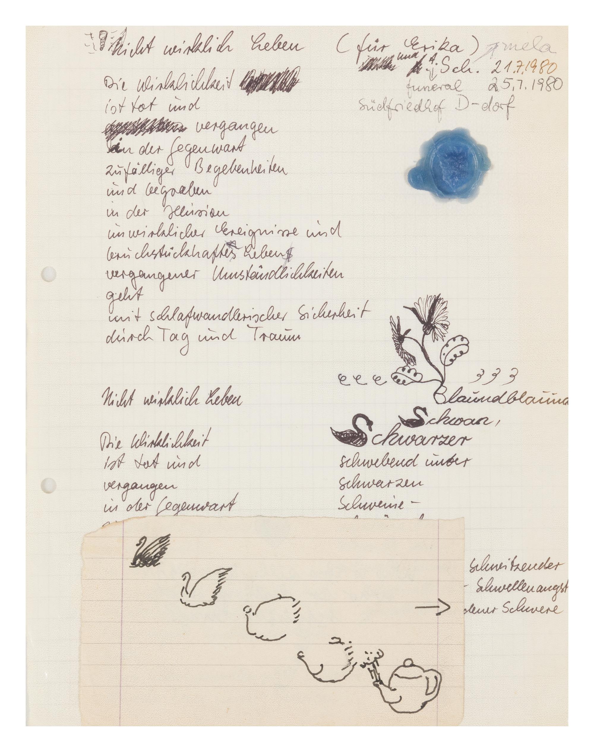 Paul Thek, (American, 1933-1988), Nicht Wirklich Leben (Not Really Life), 1980 and Who is this silly SALZMAN who so destroys such a bea