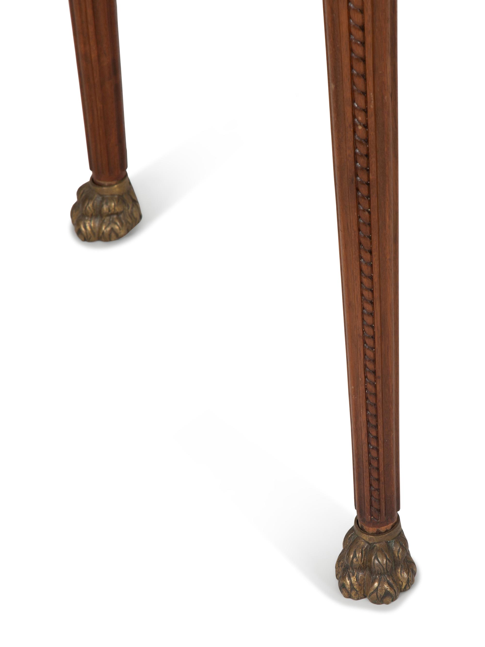 A Pair of Regency Style Mahogany and Maple Veneer Console Tables
