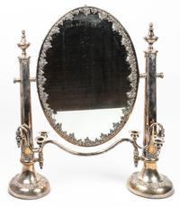 A Silver-Plate Dressing Mirror Height 26 1/4 inches.