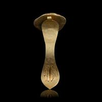A Chinese Gold and Ruby Inset Ruyi -Shape Hair Ornament, Zan, Qing Dynasty 清 滇式嵌寶鏤空花卉紋如意金簪