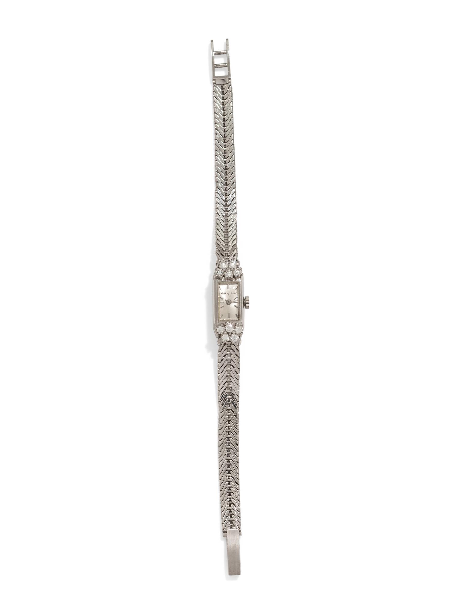 MATHEY-TISSOT, 14K WHITE GOLD AND DIAMOND WRISTWATCH