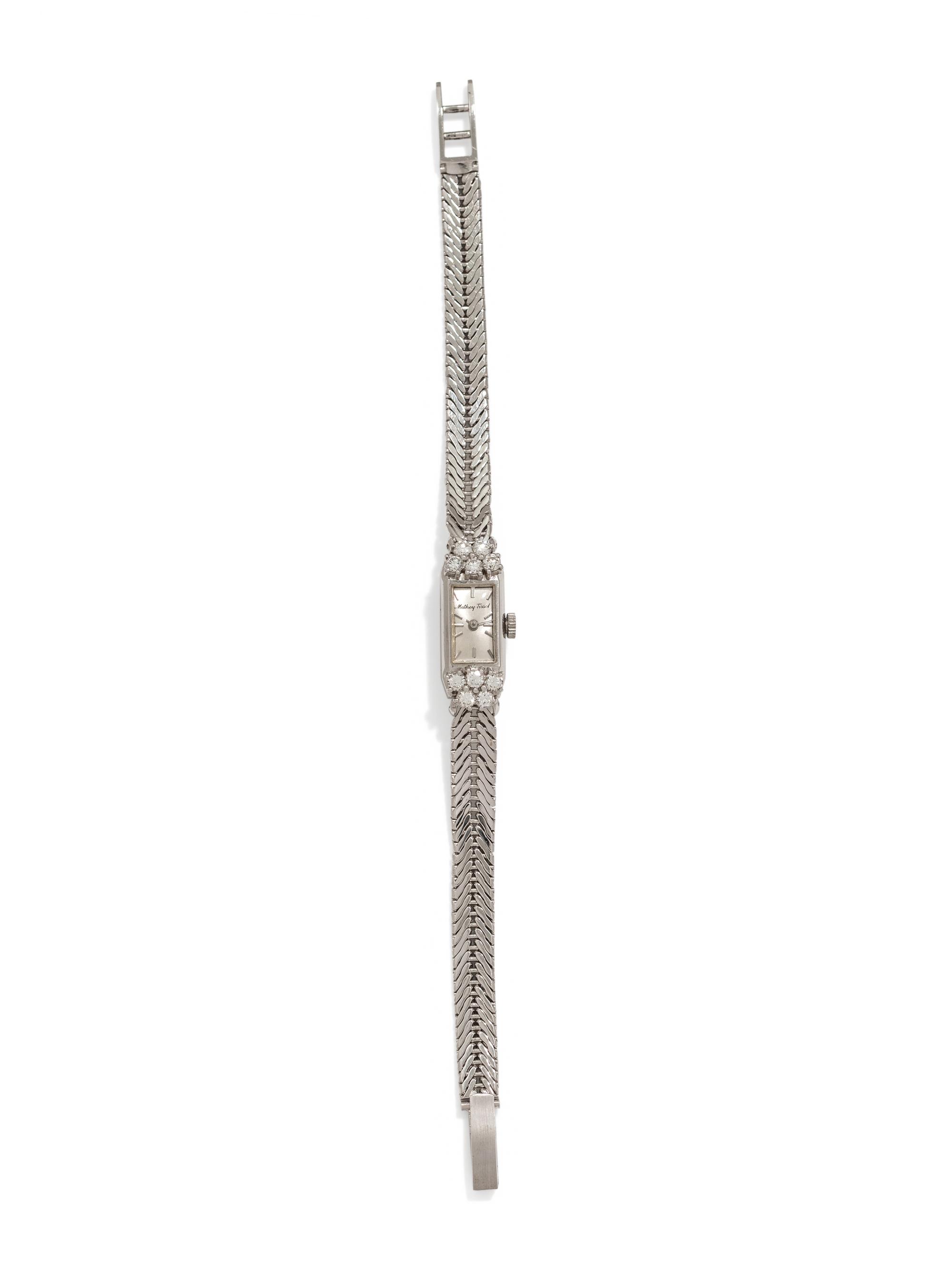 MATHEY-TISSOT, 14K WHITE GOLD AND DIAMOND WRISTWATCH
