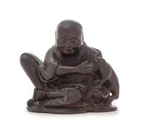 A Carved Zitan Figural Group