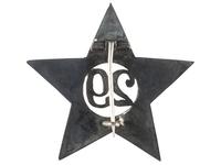 [CIVIL WAR]. A group of 3 items identified to George J. Putney, Company E, 29th Ohio Infantry, comprised of a silver corps badge engraved with battle honors, embellished canteen, and book taken from wreckage at Bristoe Station.