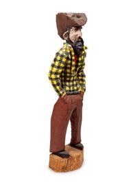 Carved Wood and Polychrome Painted Cowboy Sculpture