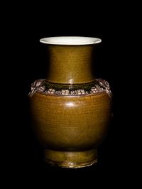 A Chinese Teadust Glazed Porcelain Zun Vase