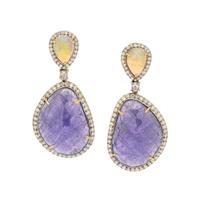 TANZANITE, OPAL AND DIAMOND EARRINGS