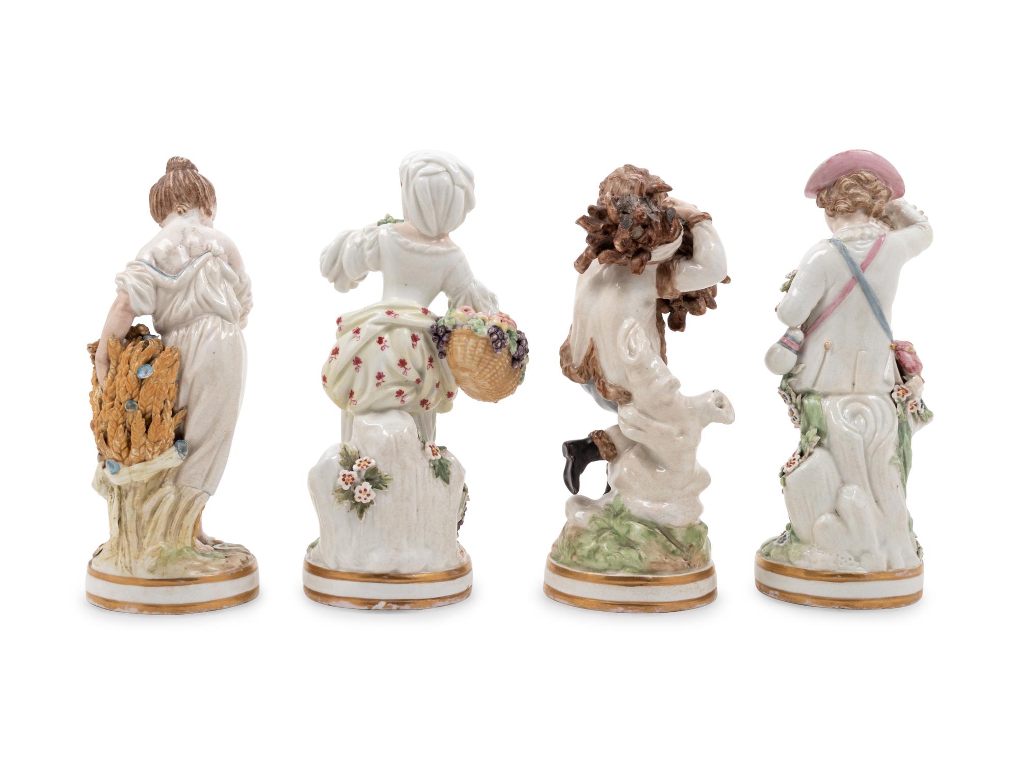 A Set of Four Chelsea Porcelain Four Seasons Figures