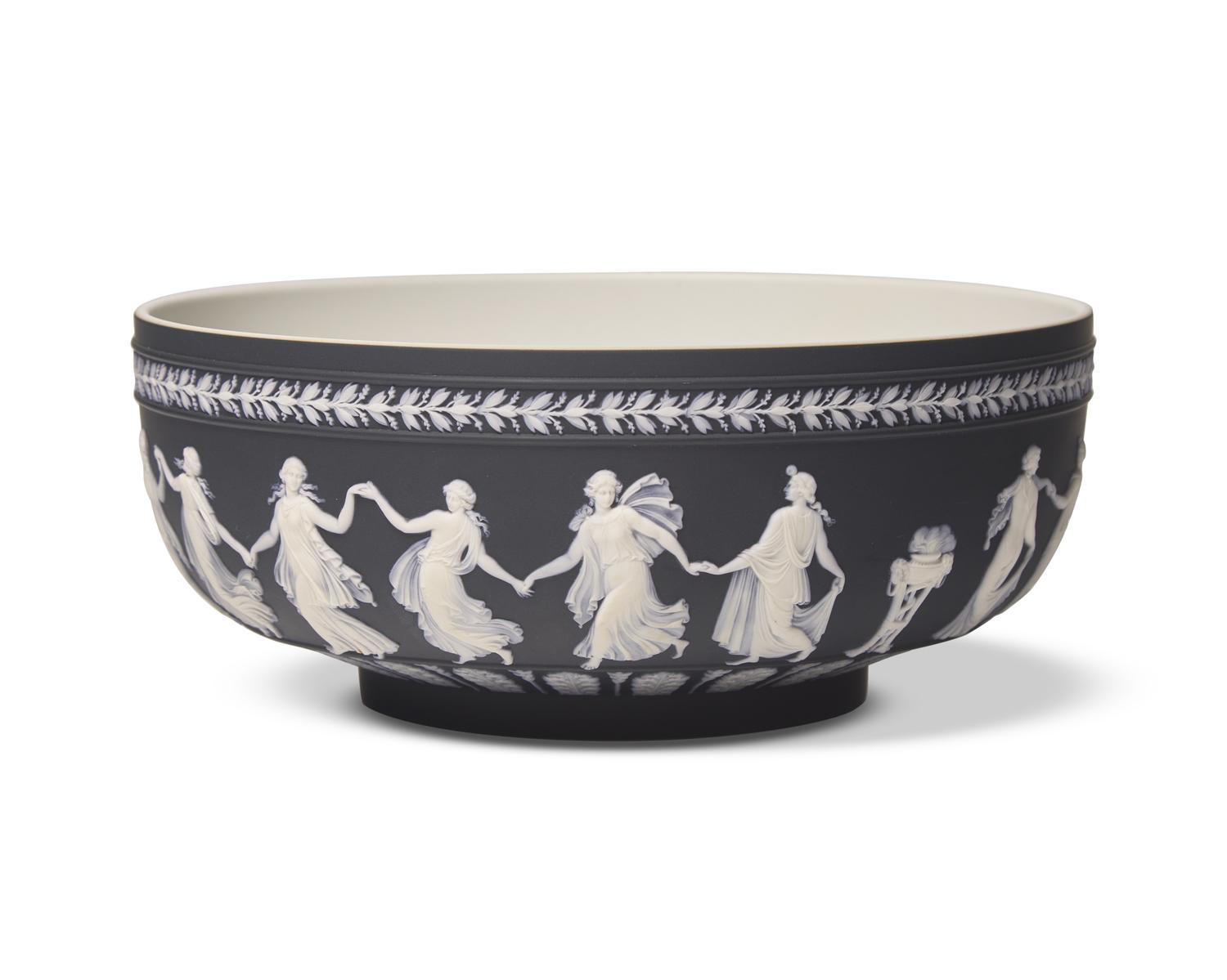 A Wedgwood Black and White Jasperware Centerpiece Bowl
