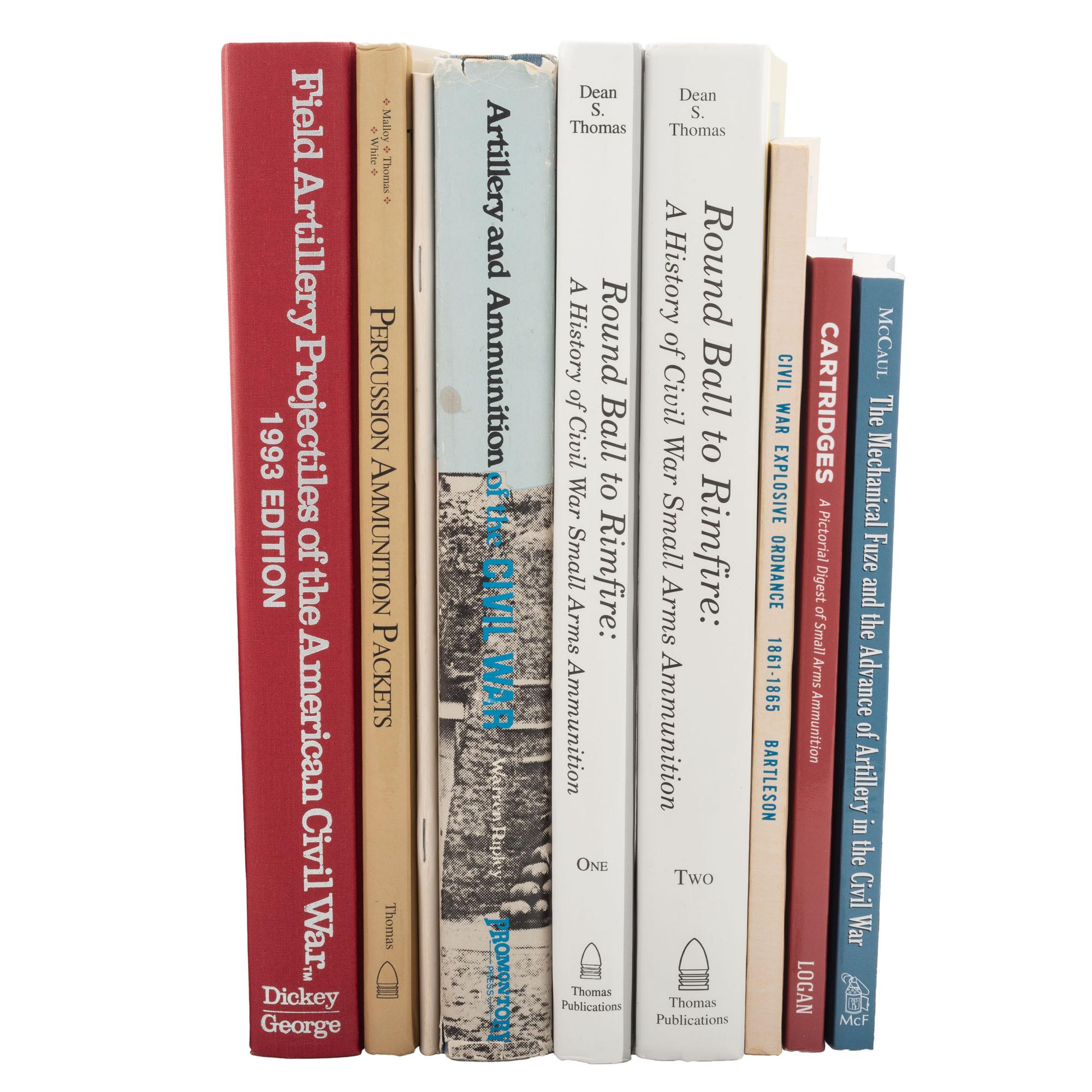 Group of 9 Arms & Military Reference Books - Primarily Ordnance, Artillery & Bullets