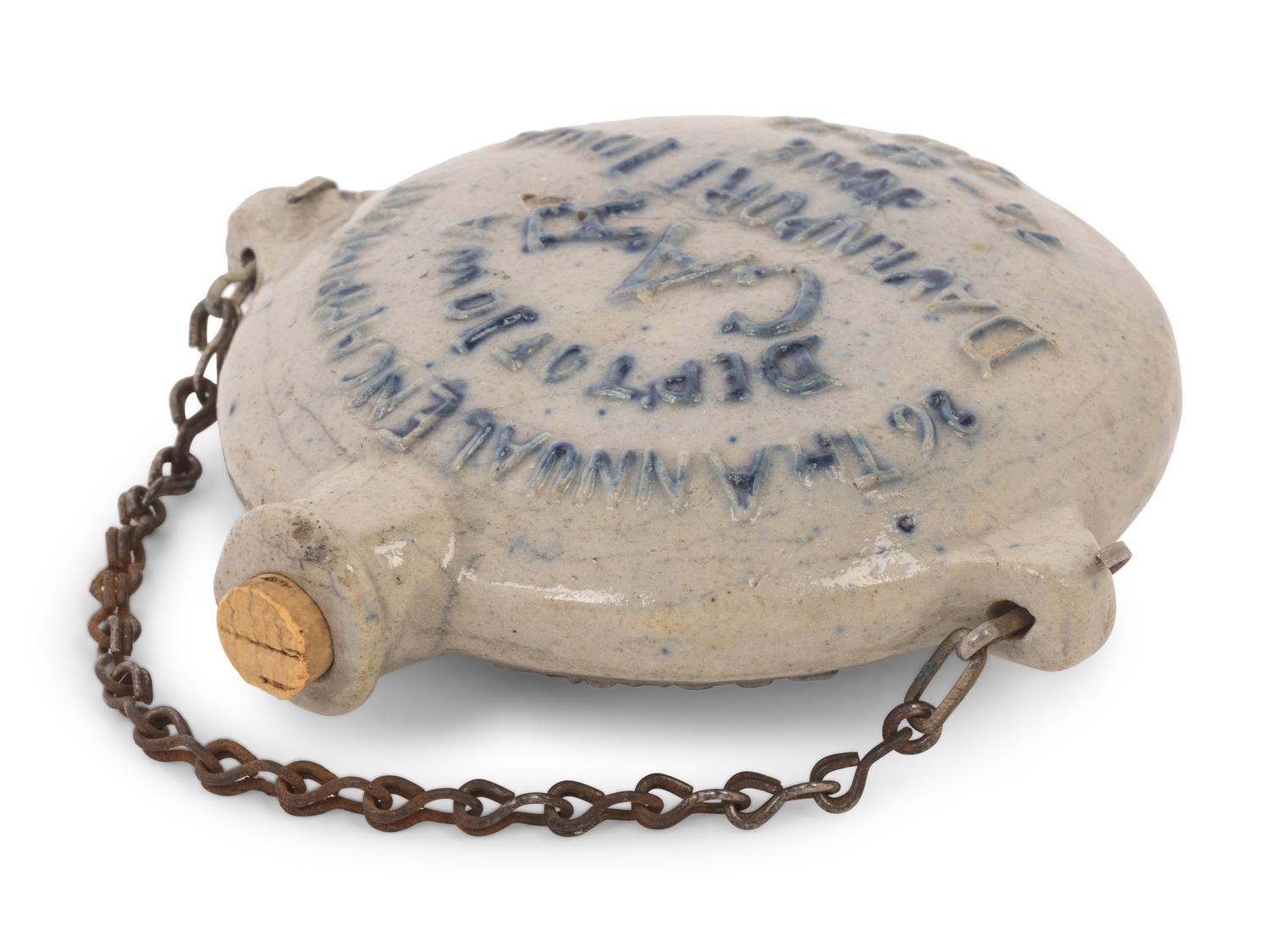A Cobalt Decorated Stoneware Grand Army of the Republic G.A.R. Flask
