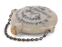 A Cobalt Decorated Stoneware Grand Army of the Republic G.A.R. Flask