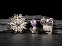 Taxco Silver and Amethyst Brooches/Pins, 1940-1946