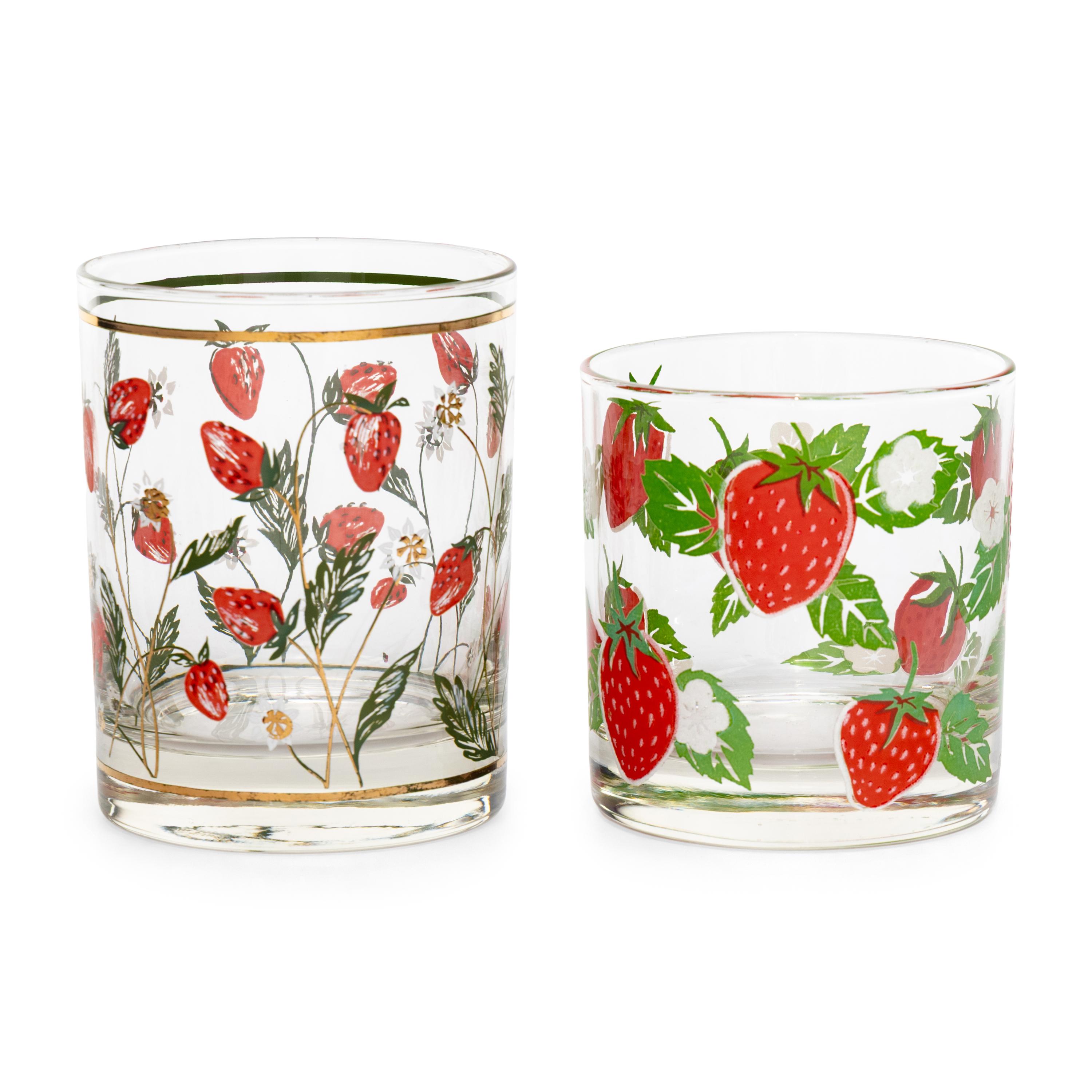 A Collection of Strawberry Decorated Glassware
