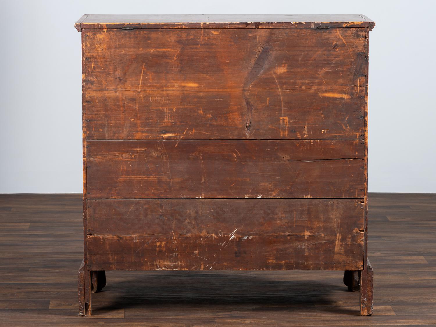 A Chippendale Red-Painted Pine Two Drawer Blanket Chest, or Mule Chest