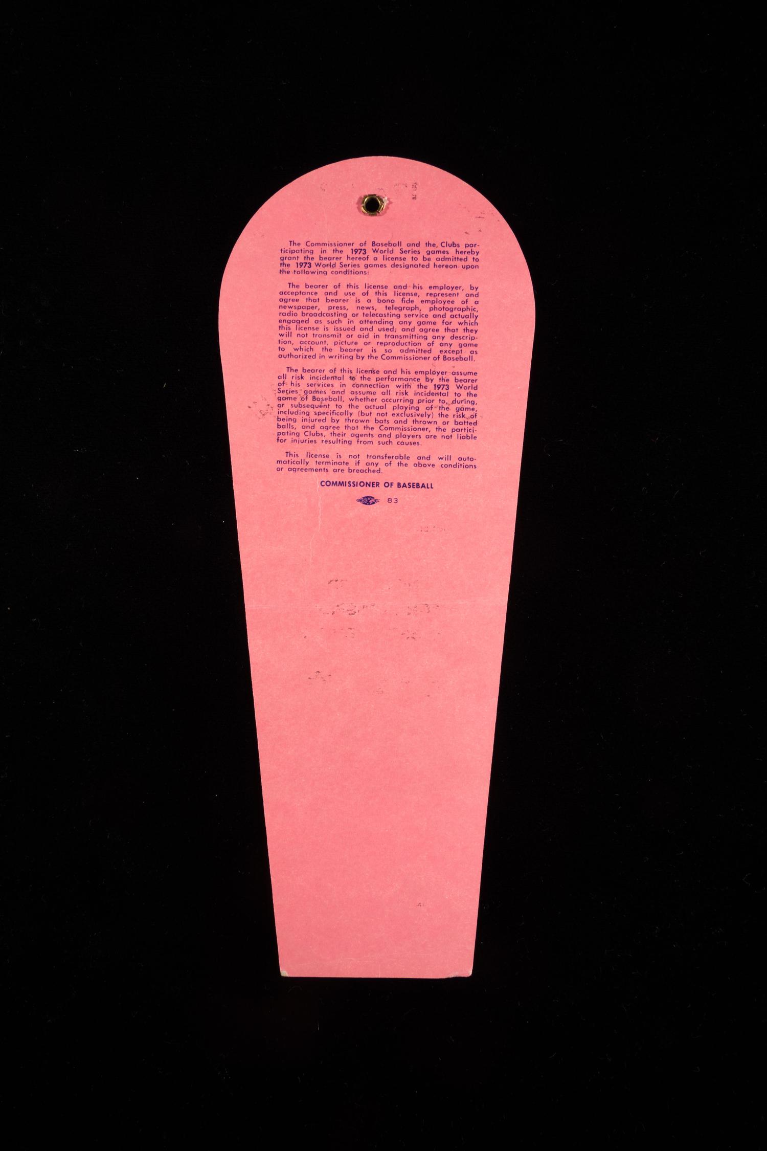 A Group of 1973 New York Mets World Series Shea Stadium Items,