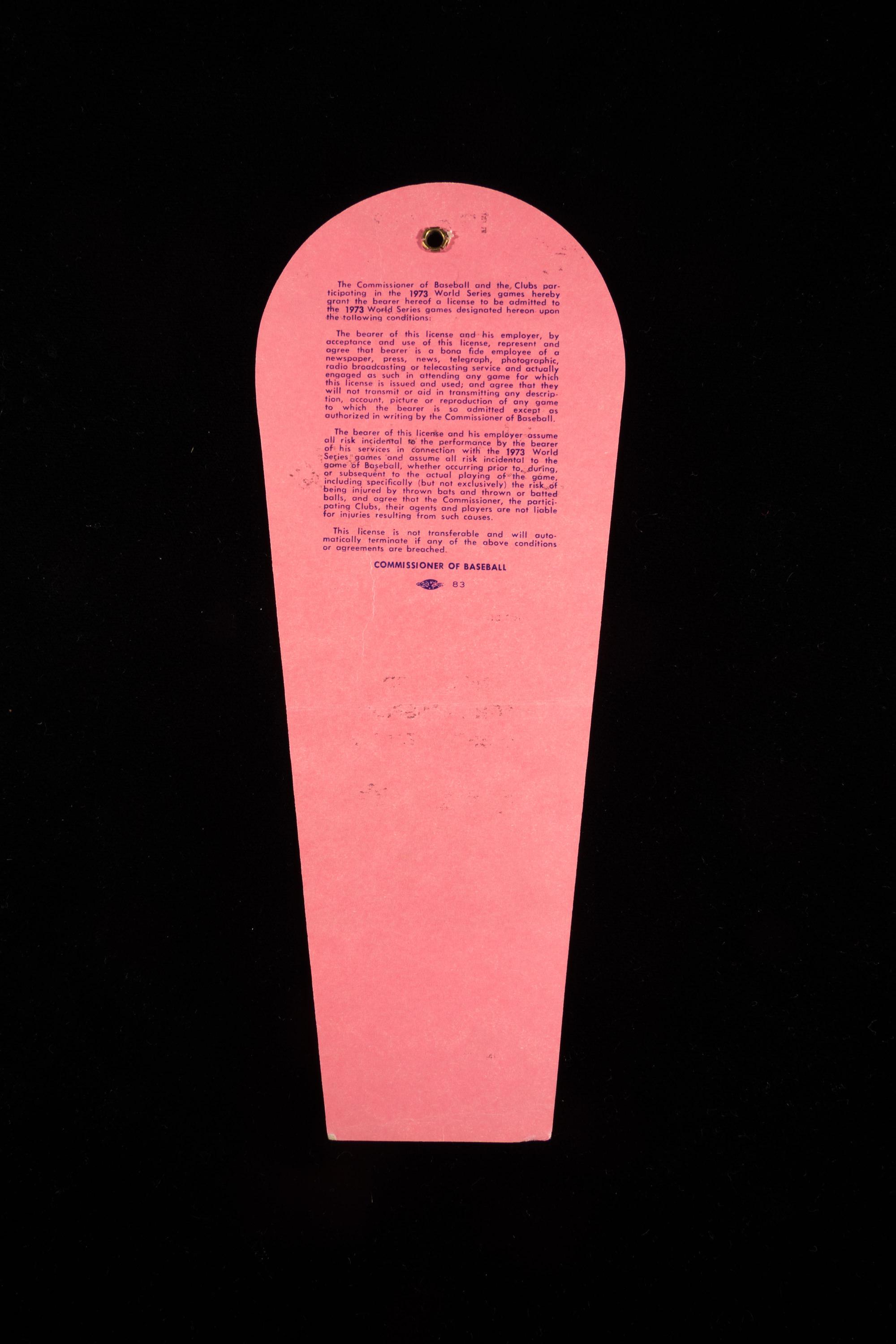 A Group of 1973 New York Mets World Series Shea Stadium Items,