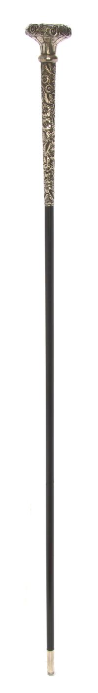 An American Silver Presentation Walking Stick, Length of handle 1 7/8 x length overall 35 1/4 inches.