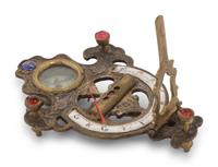 A Chinese Enameled Brass Navigation Compass and Sundial