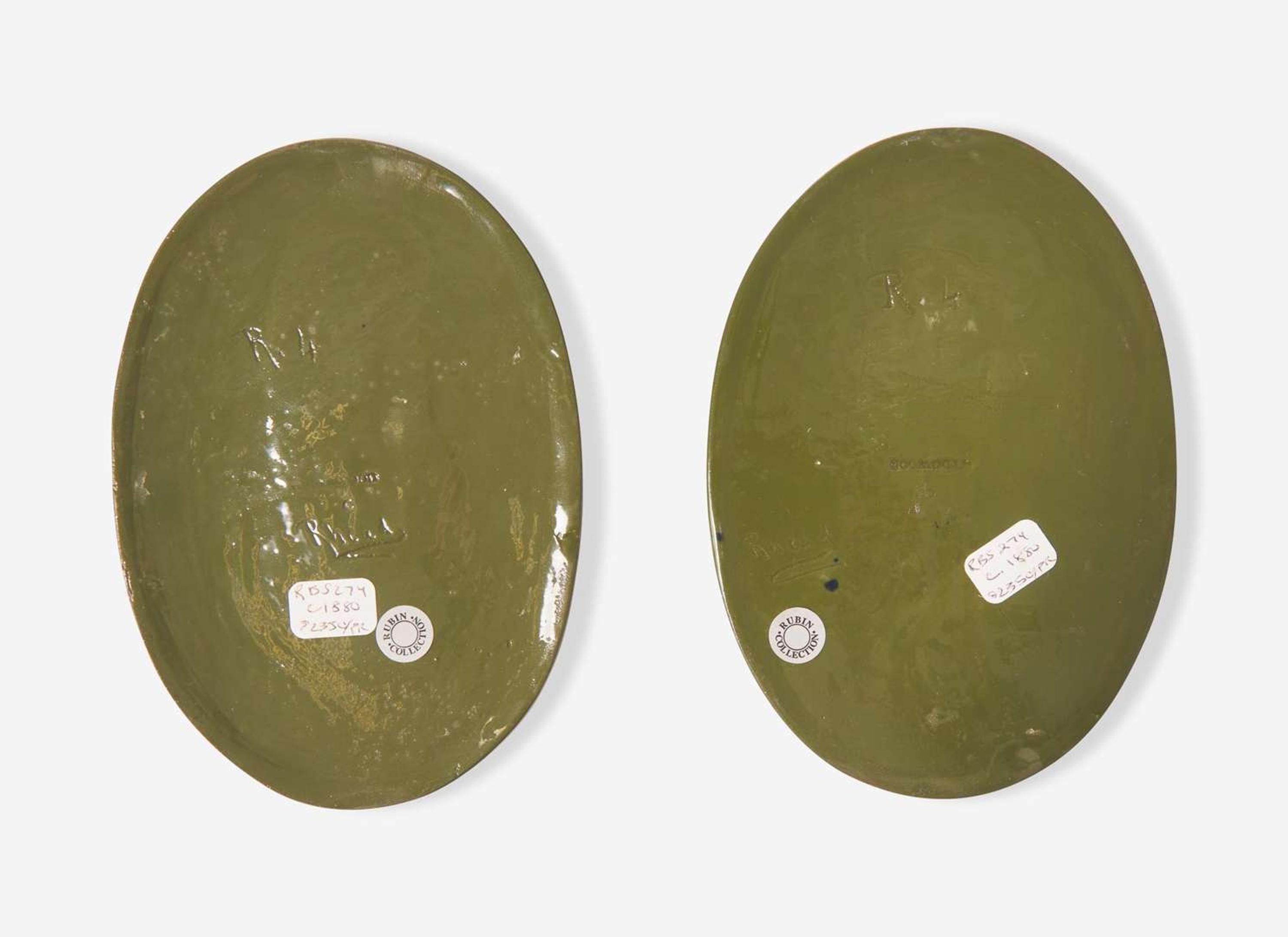 A Pair of Wedgwood Frederick Alfred Rhead Pâte-Sur-Pâte Plaques, UK, late 19th century