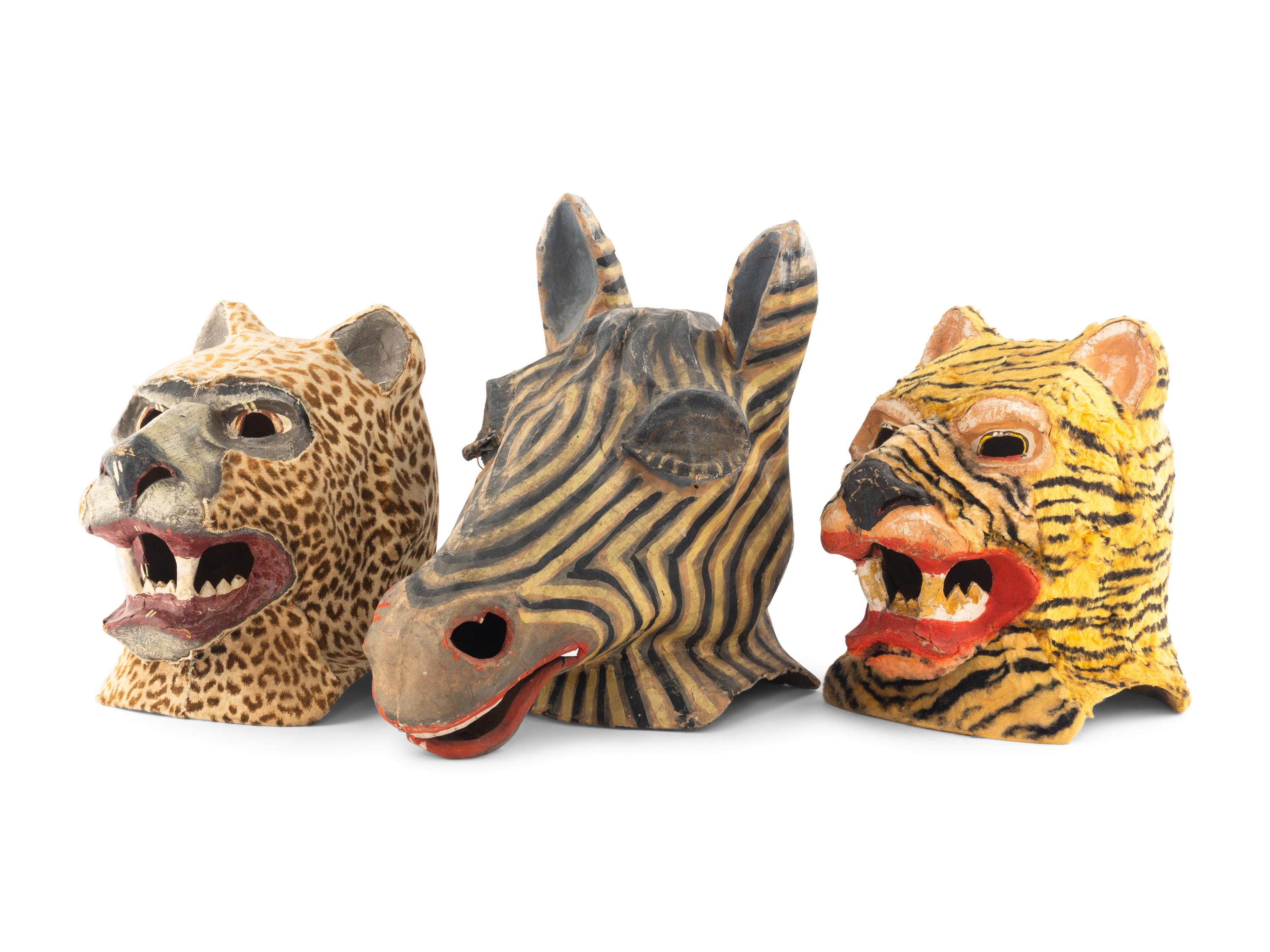 Four Papier Mache Animal Masks