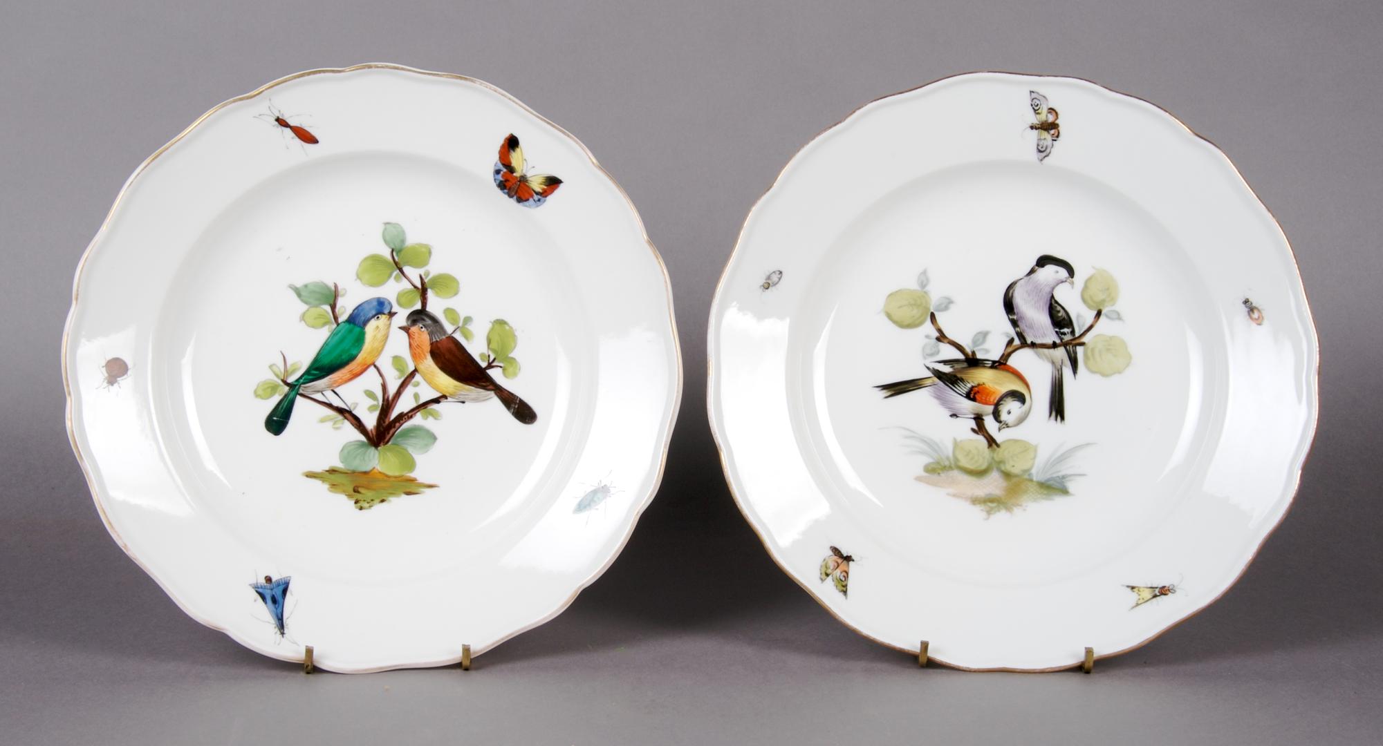 A Set of Two Meissen Porcelain Plates, Diameter 9 1/2 inches.