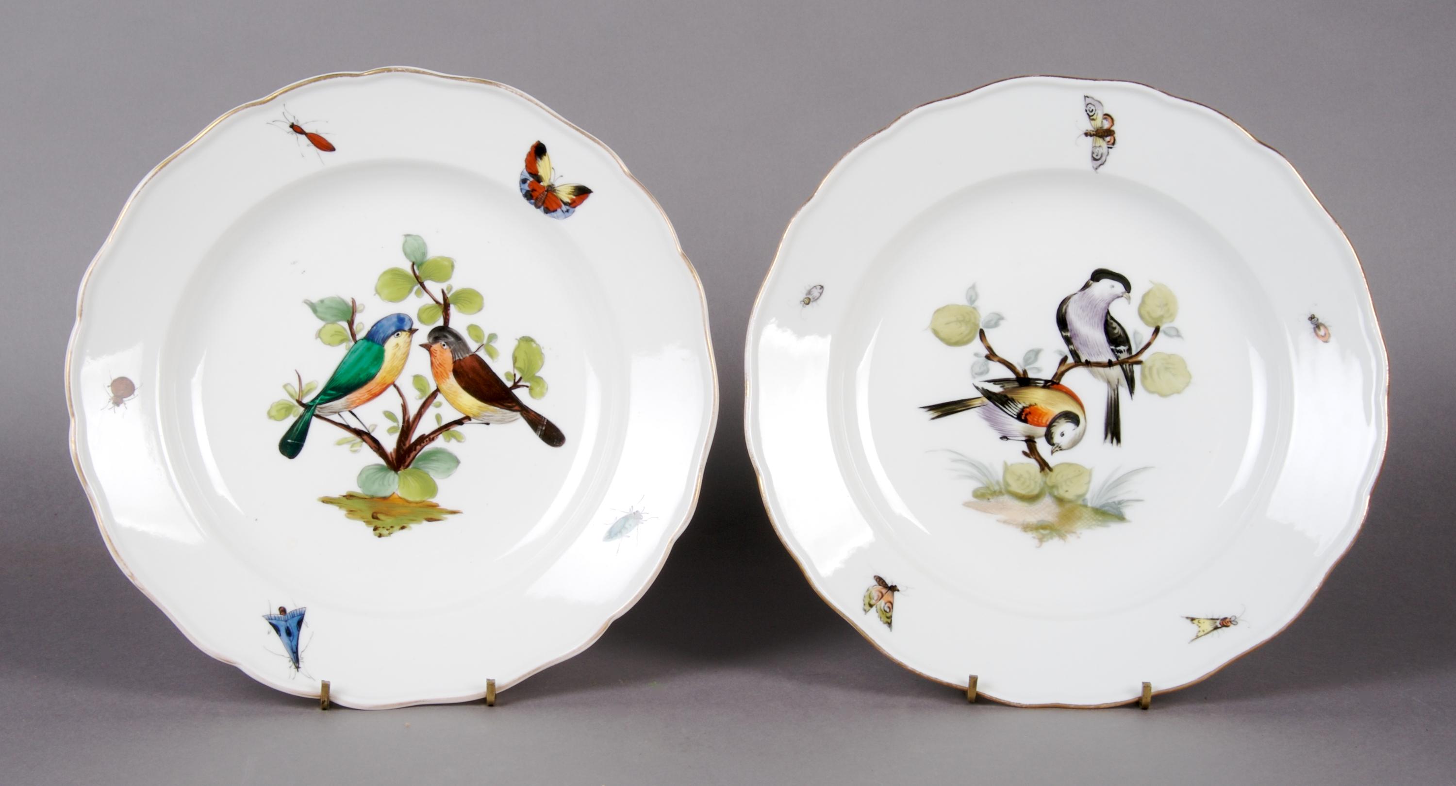 A Set of Two Meissen Porcelain Plates, Diameter 9 1/2 inches.