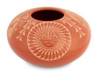 Sgraffito Pottery Redware Bowl