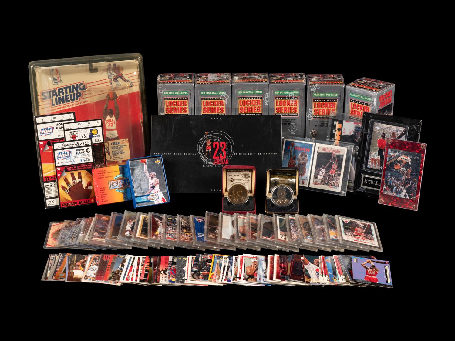 A Large Group of Michael Jordan Trading Cards and Memorabilia,