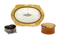 Three Miscellaneous Dressing Table Articles Length of tray 11 inches. — 20TH CENTURY