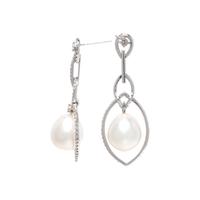 DIAMOND AND CULTURED SOUTH SEA PEARL EARRINGS