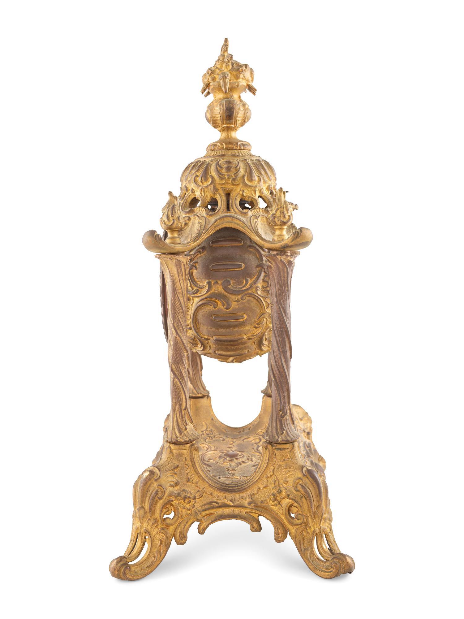 A Louis XV Style Gilt Metal Mantel Clock
