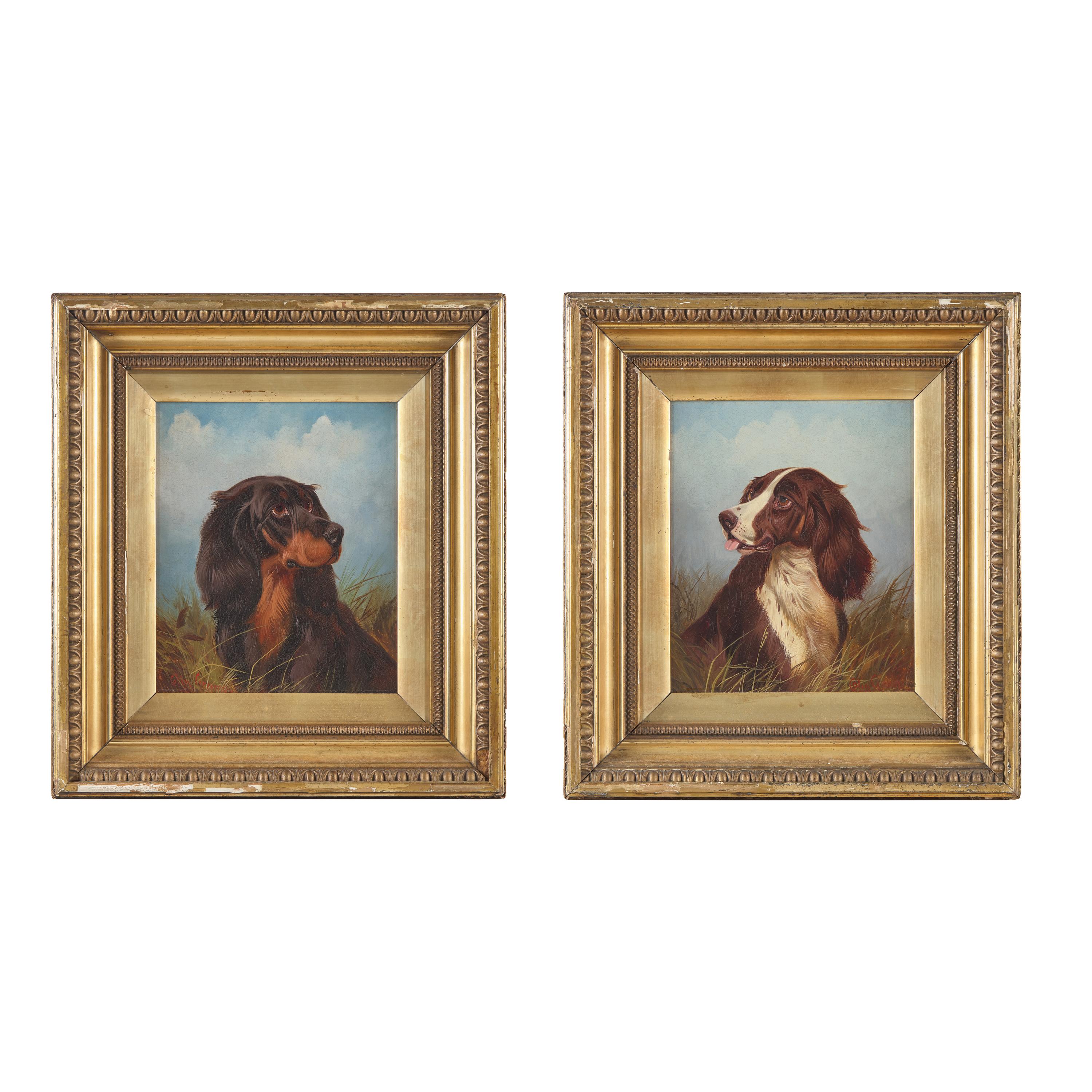 Colin Graeme (English, 1859-1910), A Pair of Dog Head Studies: English Setter and Gordon Setter