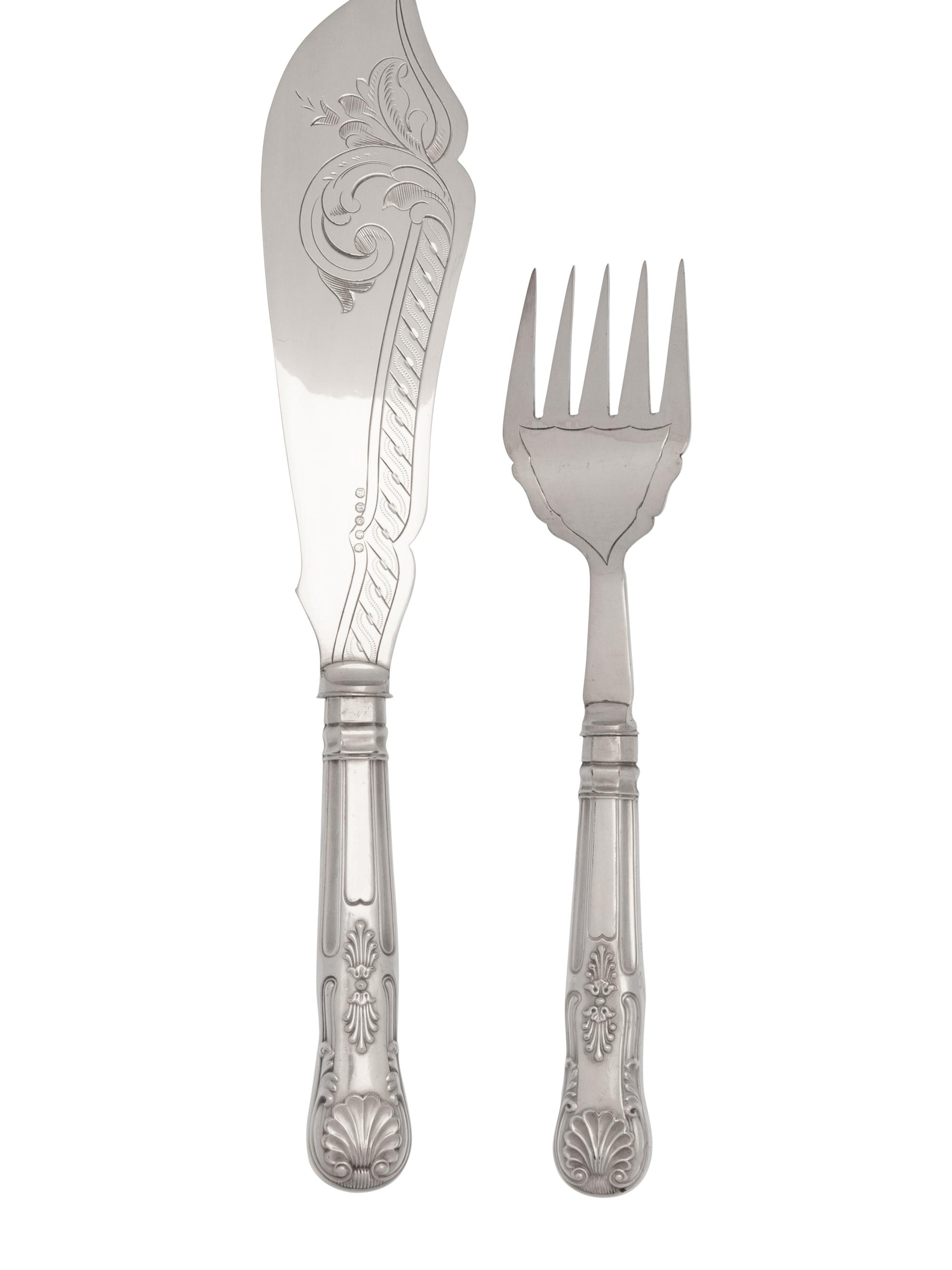 A Silver-Plate Fish Serving Set