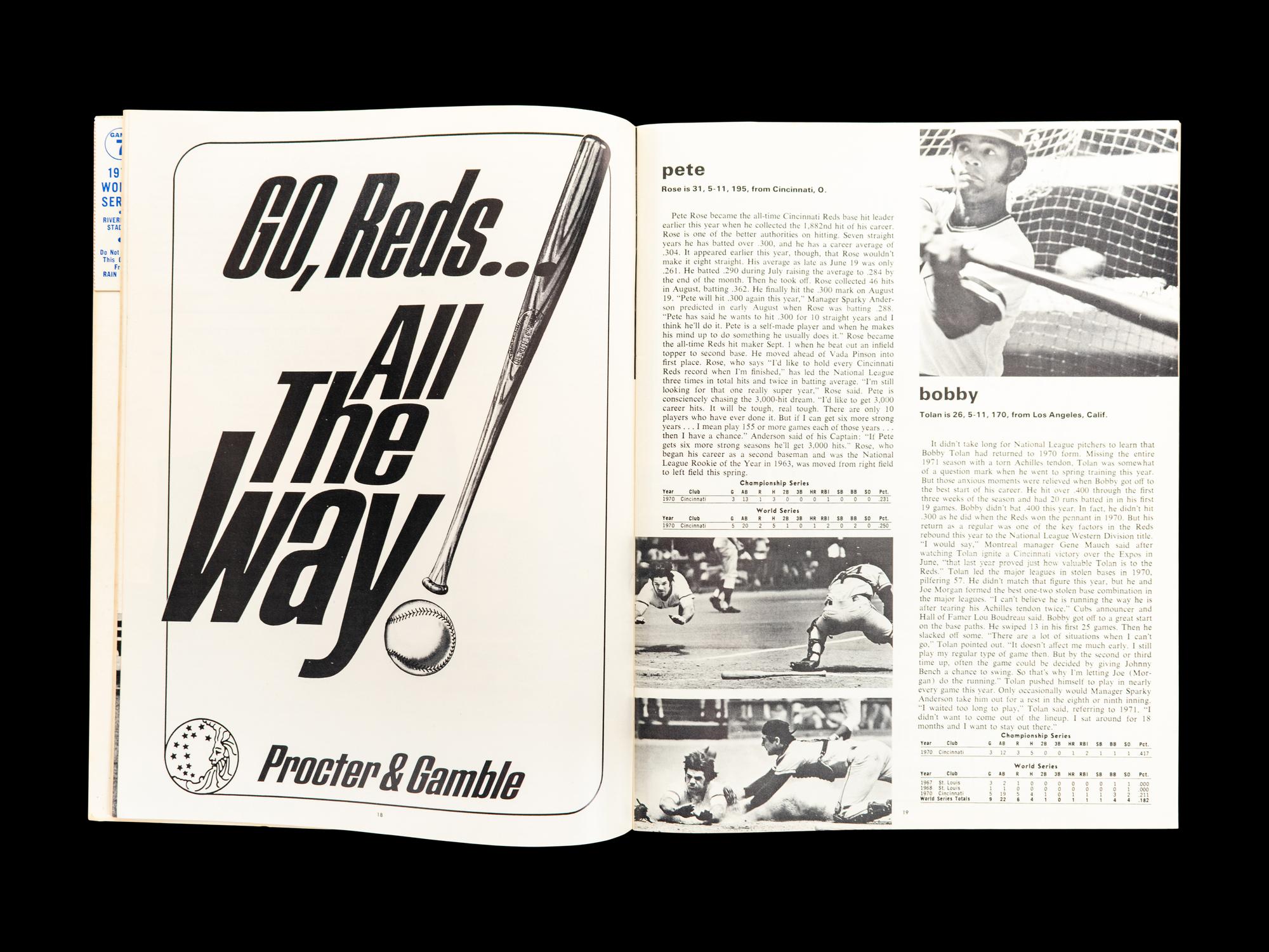 A Group of 1972 Oakland Athletics vs. Cincinnati Reds Game 7 On Site Items (Including Program and Tickets),