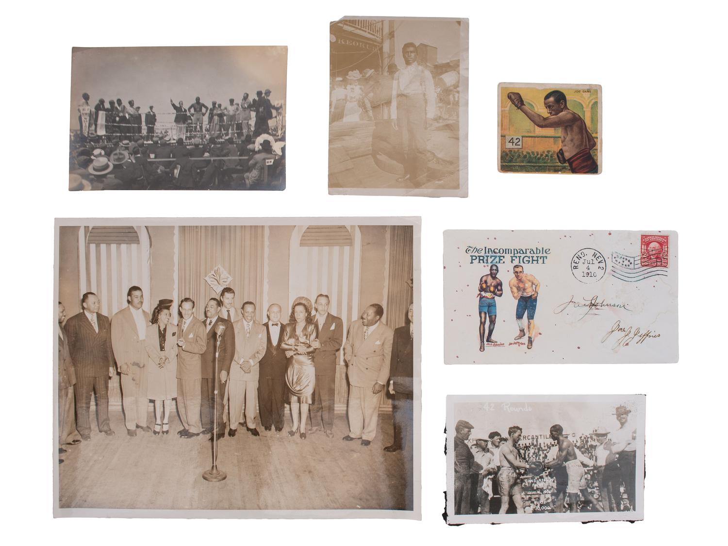 [SPORTS]. Items rel. to Af. American athletes incl. Jack Johnson, Joe Gans, & Coach Eddie Robinson.